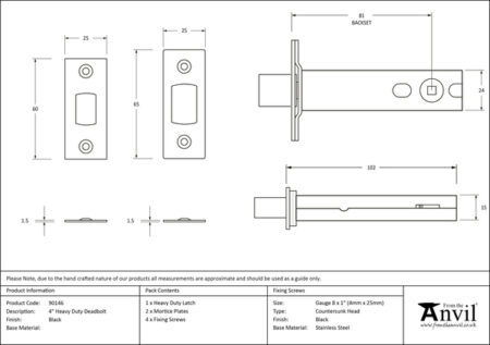 Black 4" Heavy Duty Tubular Deadbolt | 90146 - Image 2
