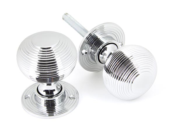 Polished Chrome Heavy Beehive Mortice/Rim Knob Set | 90273