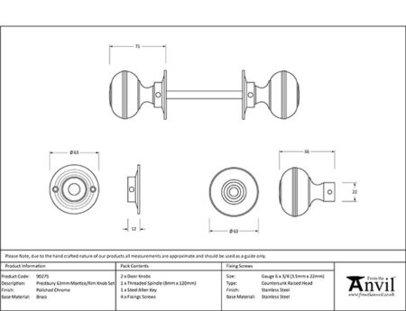 Polished Chrome 63mm Prestbury Mortice/Rim Knob Set | 90275 - Image 2
