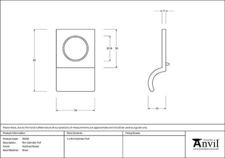 From the Anvil Polished Nickel Rim Cylinder Pull - Image 2