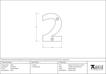 Polished Nickel Numeral 2 | 90312 - Image 2