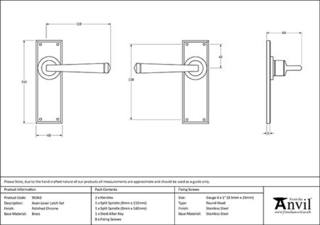Polished Chrome Avon Lever Latch Set | 90363 - Image 2