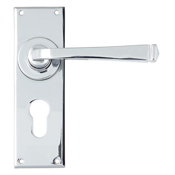 Polished Chrome Avon Lever Euro Lock Set | 90371