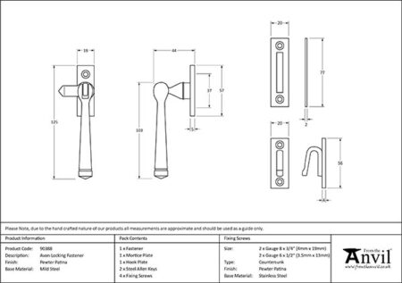 Pewter Locking Avon Fastener | 90388 - Image 2