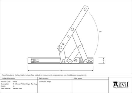 SS 8" Defender Friction Hinge - Top hung | 91030 - Image 2