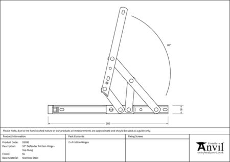 From the Anvil SS Defender Friction Hinge - Top hung - Image 2