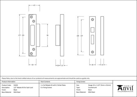 Black ½" Rebate Kit for Sash Lock | 91059 - Image 2