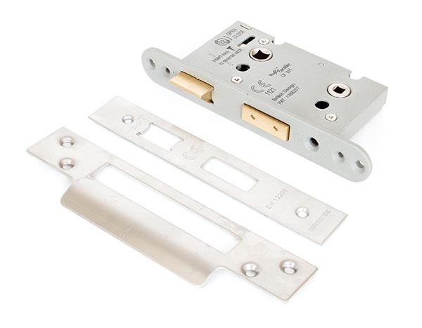 Satin SS 2½" Heavy Duty Bathroom Mortice Lock | 91091