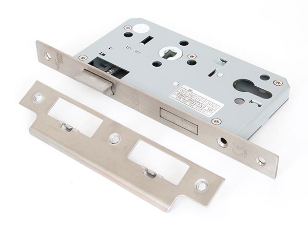 Satin SS Euro Din Sash Lock - 60mm Backset/72mm Centre | 91097