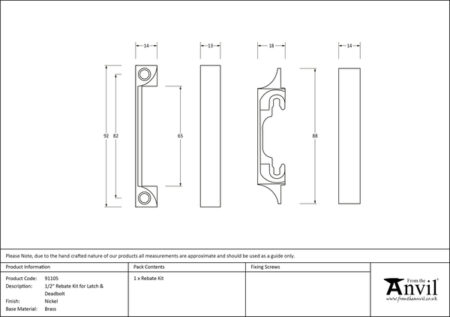 Polished Nickel ½" Rebate Kit Latch and Deadbolt | 91105 - Image 2