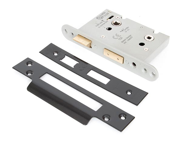 Black 3" Heavy Duty Bathroom Mortice Lock | 91108