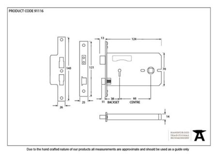 Black 5" Horizontal 3 Lever Sash Lock | 91116 - Image 2