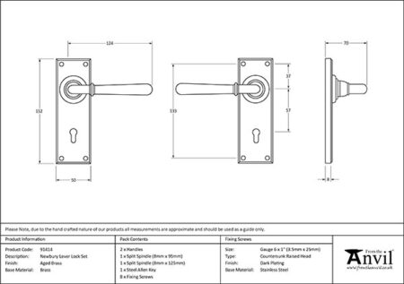 Aged Brass Newbury Lever Lock Set | 91414 - Image 2