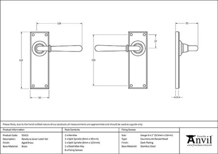 Aged Brass Newbury Lever Latch Set | 91415 - Image 2