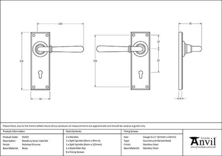 Polished Chrome Newbury Lever Lock Set | 91421 - Image 2