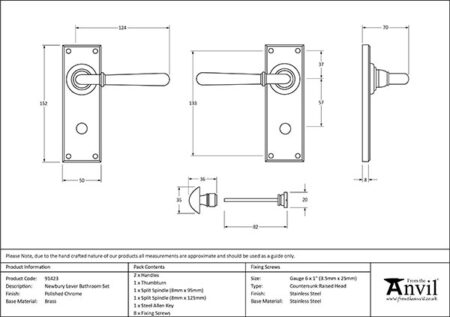 Polished Chrome Newbury Lever Bathroom Set | 91423 - Image 2