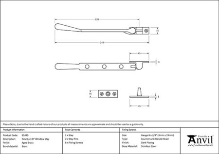Aged Brass 8" Newbury Stay | 91445 - Image 2
