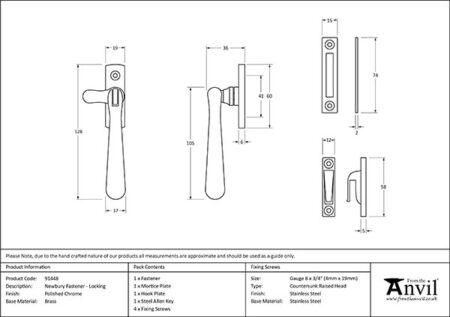 From the Anvil Polished Chrome Locking Newbury Fastener - Image 2