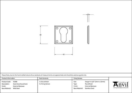 External Beeswax Avon Euro Escutcheon | 91488 - Image 2