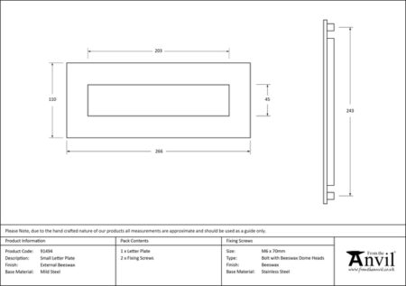 External Beeswax Small Letter Plate | 91494 - Image 2
