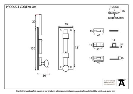 External Beeswax 6" Universal Bolt | 91504 - Image 2