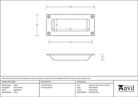 Aged Brass Flush Handle | 91518 - Image 2
