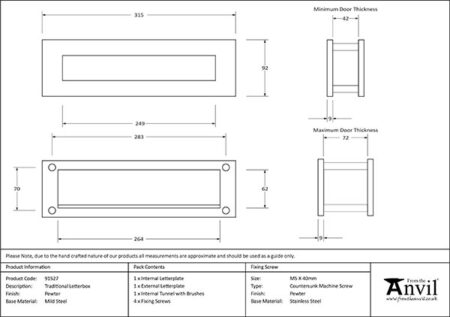 Pewter Traditional Letterbox | 91527 - Image 2