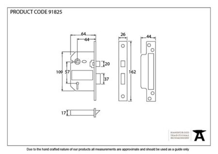 Satin SS 2½" 5 Lever BS Sash Lock KA | 91825 - Image 2