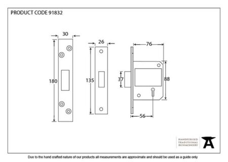 PVD 3" 5 Lever BS Dead Lock | 91832 - Image 2