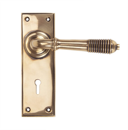 Polished Bronze Reeded Lever Lock Set | 91913