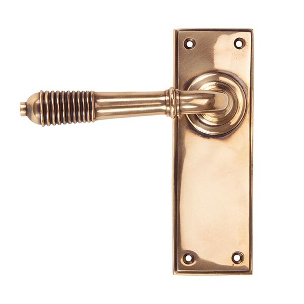 Polished Bronze Reeded Lever Latch Set | 91914