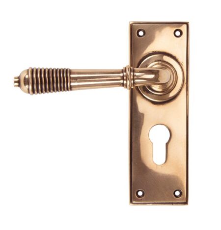 Polished Bronze Reeded Lever Euro Lock Set | 91916