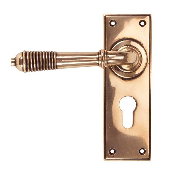 Polished Bronze Reeded Lever Euro Lock Set | 91916
