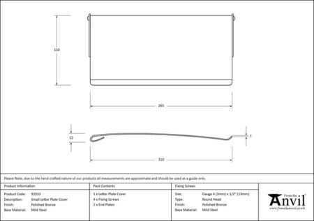 Polished Bronze Small Letter Plate Cover | 91933 - Image 2