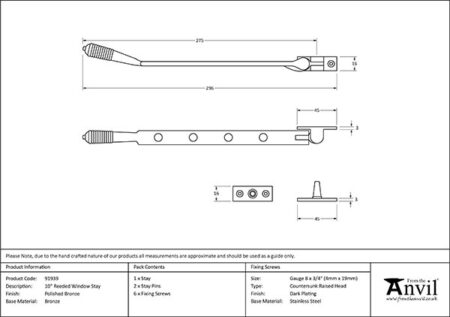 Polished Bronze 10" Reeded Stay | 91939 - Image 2