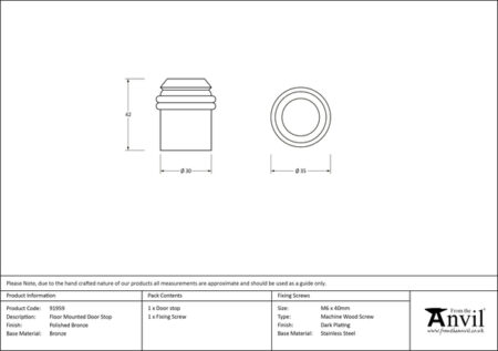 Polished Bronze Floor Mounted Door Stop | 91959 - Image 2