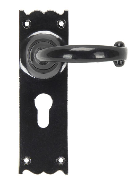 Black Cottage Lever Euro Lock Set | 91966