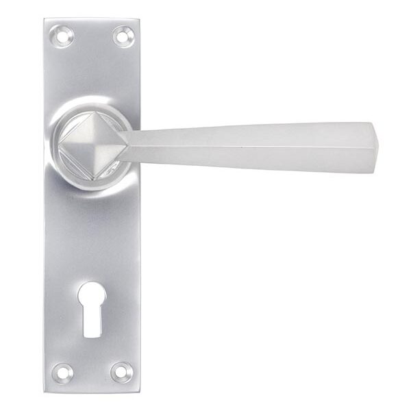 Satin Chrome Straight Lever Lock Set | 91967