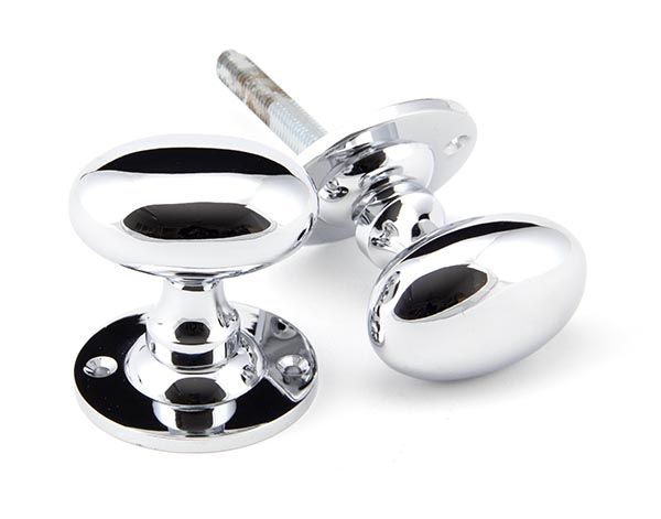 Polished Chrome Oval Mortice/Rim Knob Set | 91975