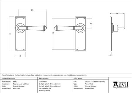 From the Anvil External Beeswax Regency Lever Latch Set - Image 2