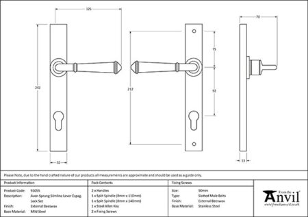 External Beeswax Regency Slimline Lever Espag. Lock Set | 92055 - Image 2