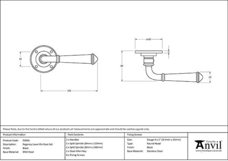 Black Regency Lever on Rose Set | 92056 - Image 2