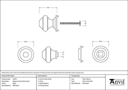 From the Anvil Black Regency Centre Door Knob - Image 2