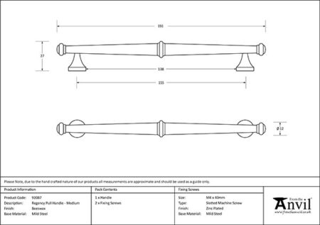 Black Regency Pull Handle - Medium | 92087 - Image 2