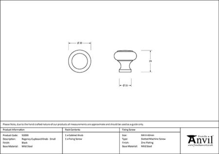 Black Regency Cabinet Knob - Small | 92099 - Image 2
