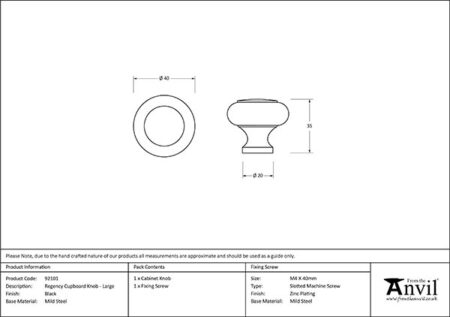 Black Regency Cabinet Knob - Large | 92101 - Image 2