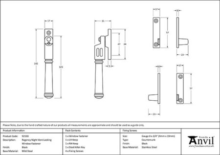 From the Anvil Black Locking Night-Vent Regency Fastener - Image 2