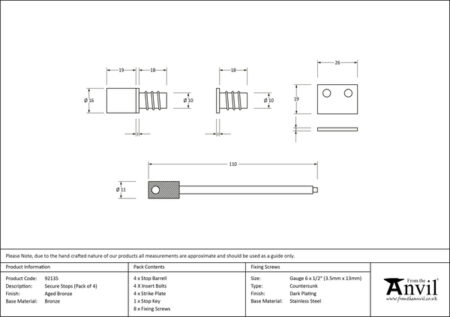Aged Bronze Secure Stops (Pack of 4) | 92135 - Image 2
