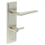 Mayfair Door Handle Din Bathroom Backplate Satin Nickel & Turn & Release
