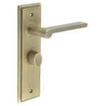 Frelan Fitzrovia Door Handle Bathroom Backplate Antique Brass & Turn & Release
